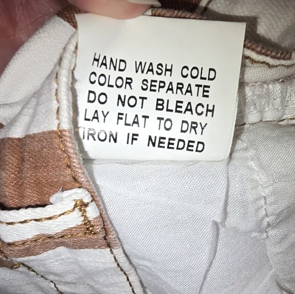 Cotton Stretch Striped Flare Jeans in Brown and White Hippie Country Nashville - Picture 9 of 9